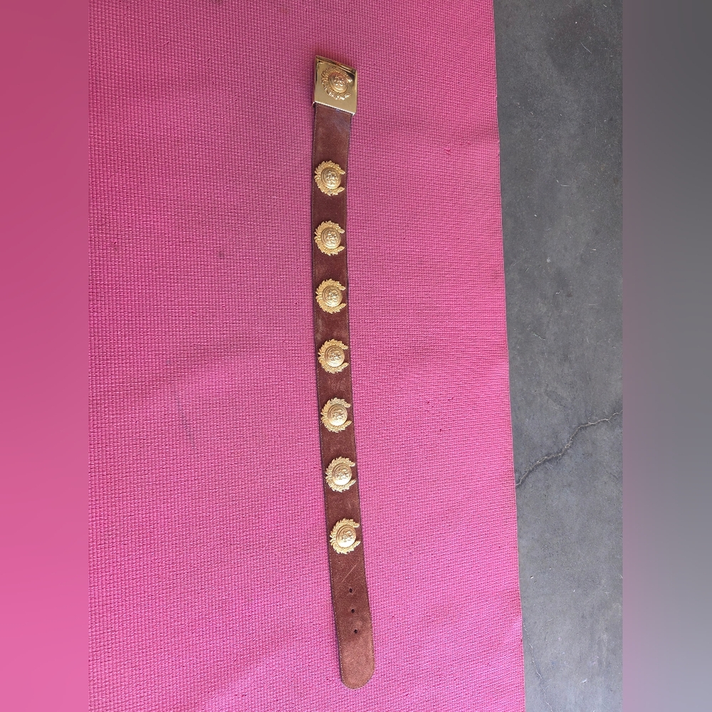 Brown Leather Belt with Gold Accents